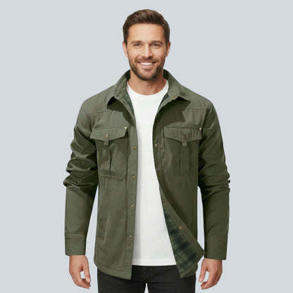 Plaid Lined Button Front Utility Jacket