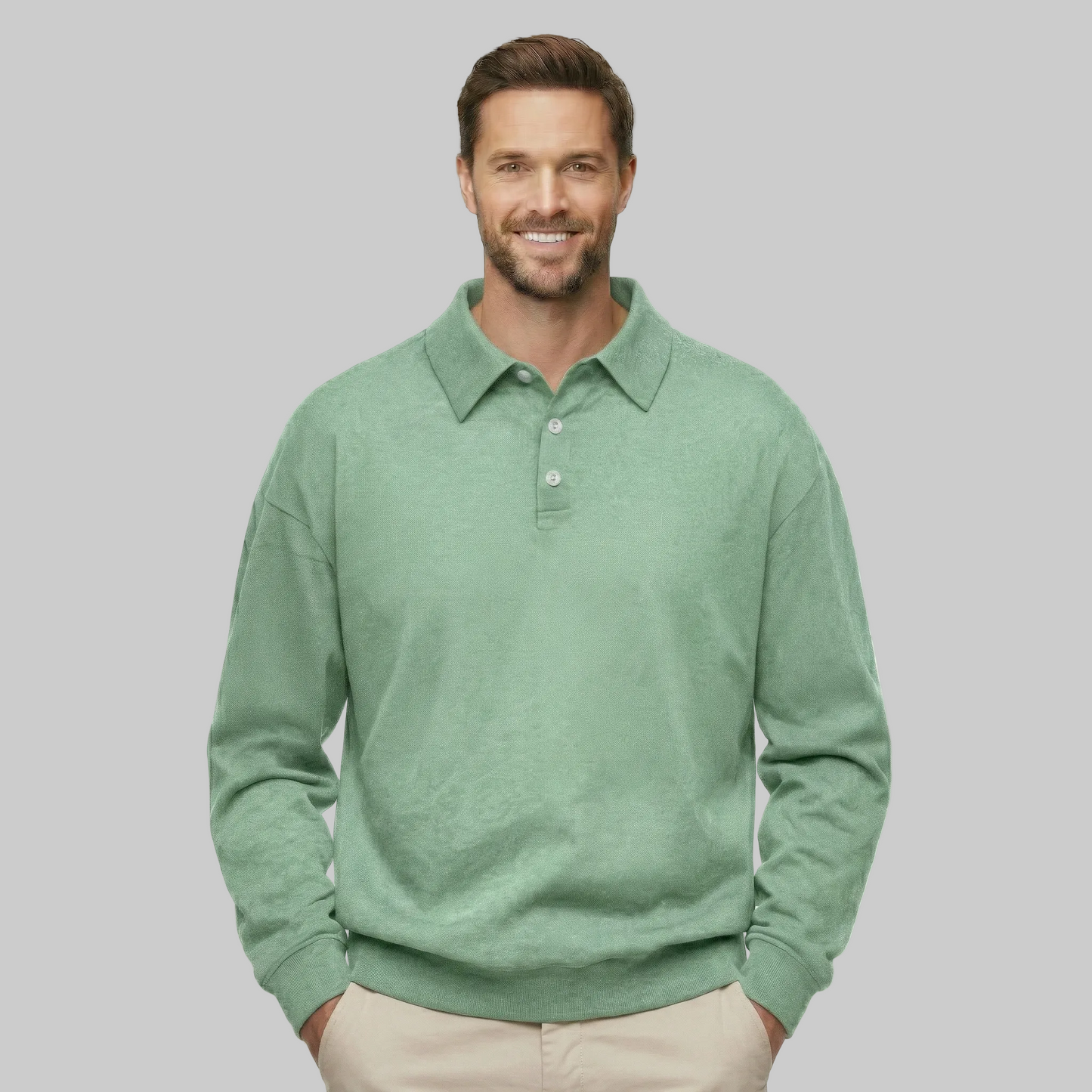 Classic Fit Cashmere Long Sleeve Polo T Shirt