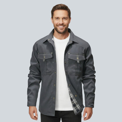 Plaid Lined Button Front Utility Jacket