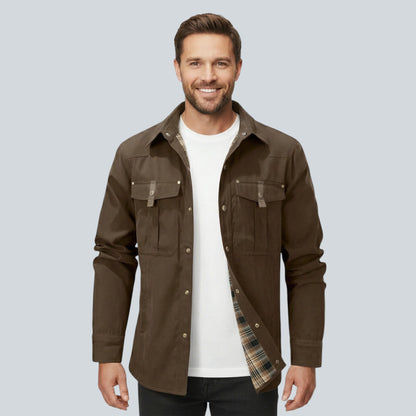 Plaid Lined Button Front Utility Jacket