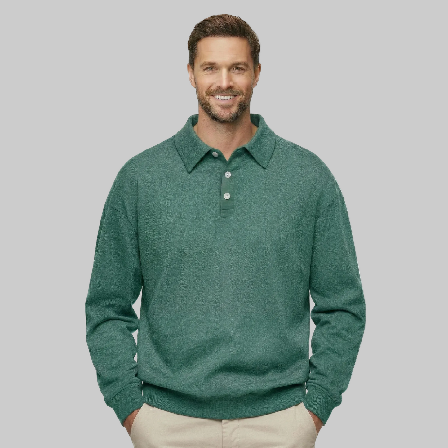 Classic Fit Cashmere Long Sleeve Polo T Shirt