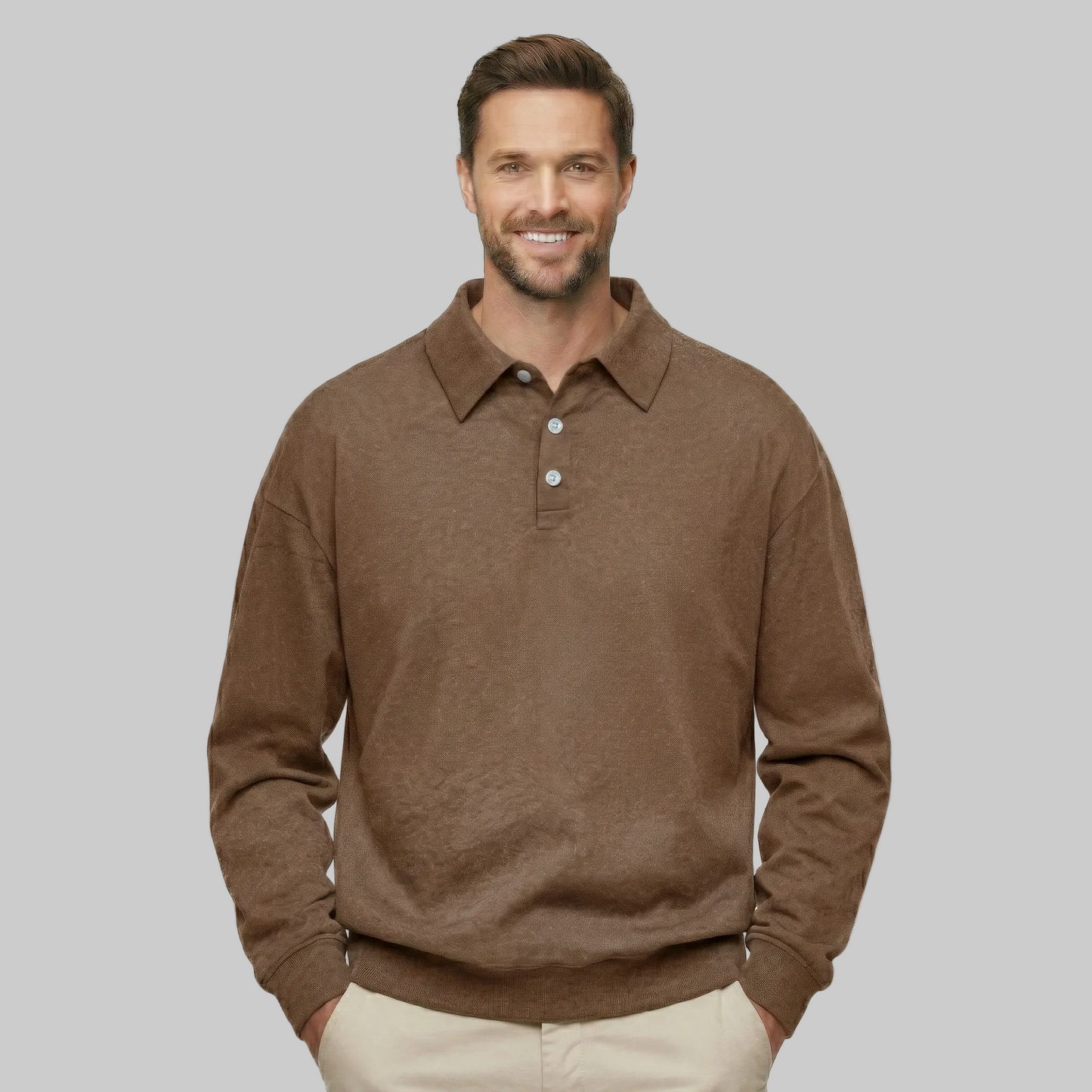 Classic Fit Cashmere Long Sleeve Polo T Shirt