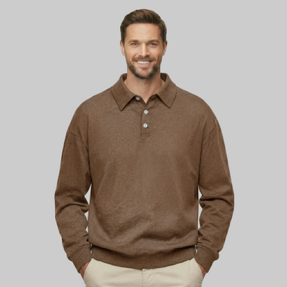 Classic Fit Cashmere Long Sleeve Polo T Shirt