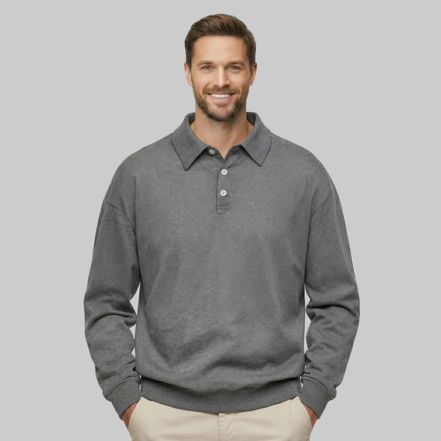 Classic Fit Cashmere Long Sleeve Polo T Shirt
