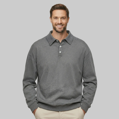 Classic Fit Cashmere Long Sleeve Polo T Shirt