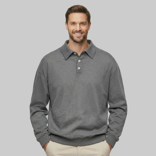 Classic Fit Cashmere Long Sleeve Polo T Shirt