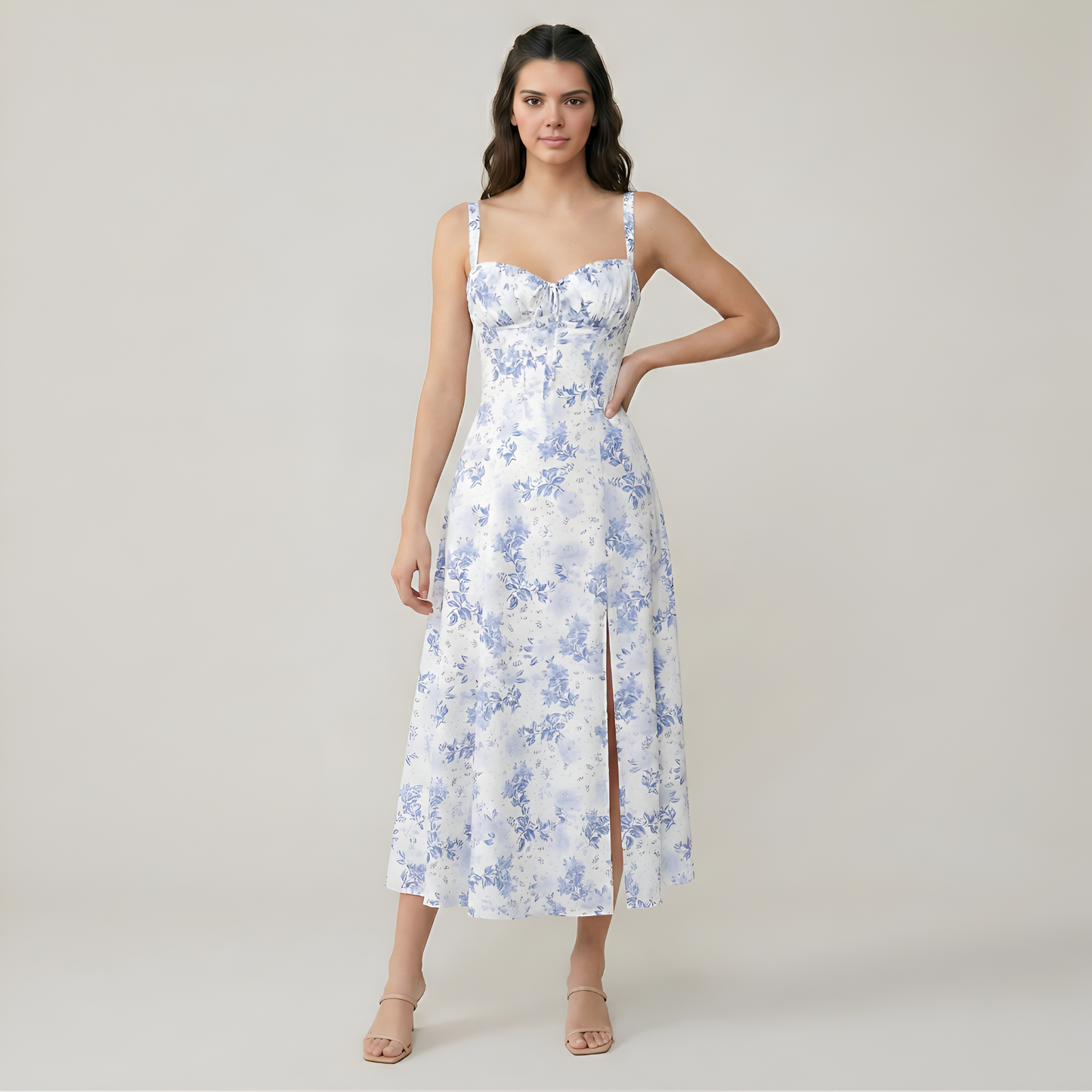 Floral Printed A Line Midi Dress For Women