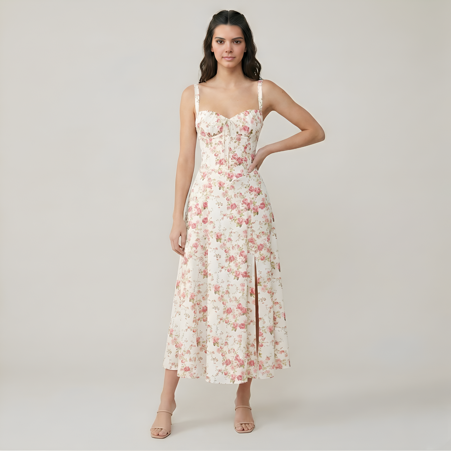 Floral Printed A Line Midi Dress For Women