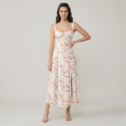Floral Printed A Line Midi Dress For Women