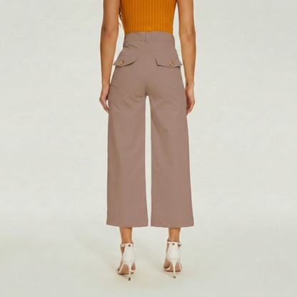 Sleek High Rise Cropped Twill Pants