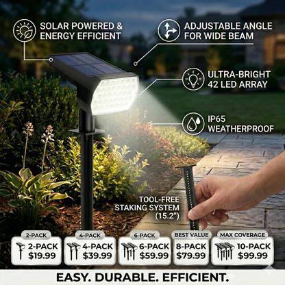 Solar Powered Outdoor Spot Lights — 56 LED, IP68 Waterproof, Dusk to Dawn