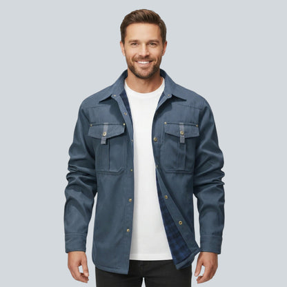 Plaid Lined Button Front Utility Jacket