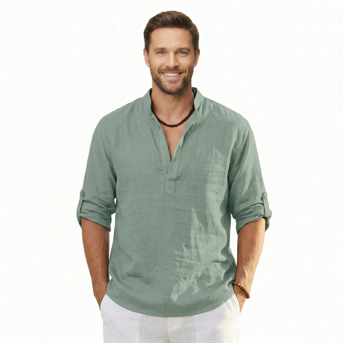 Classic Linen Long Sleeve Casual T Shirt