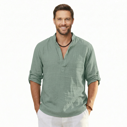 Classic Linen Long Sleeve Casual T Shirt