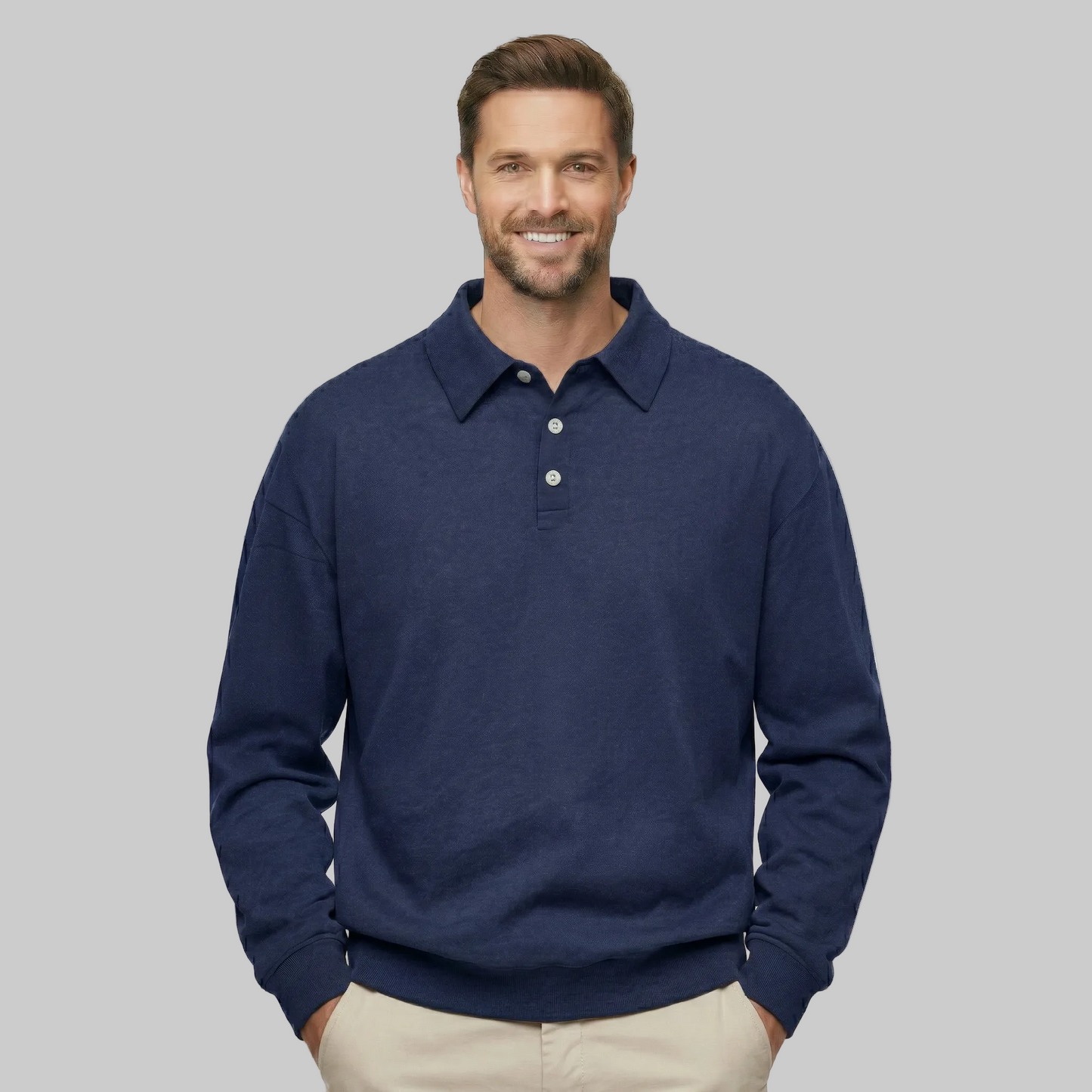 Classic Fit Cashmere Long Sleeve Polo T Shirt