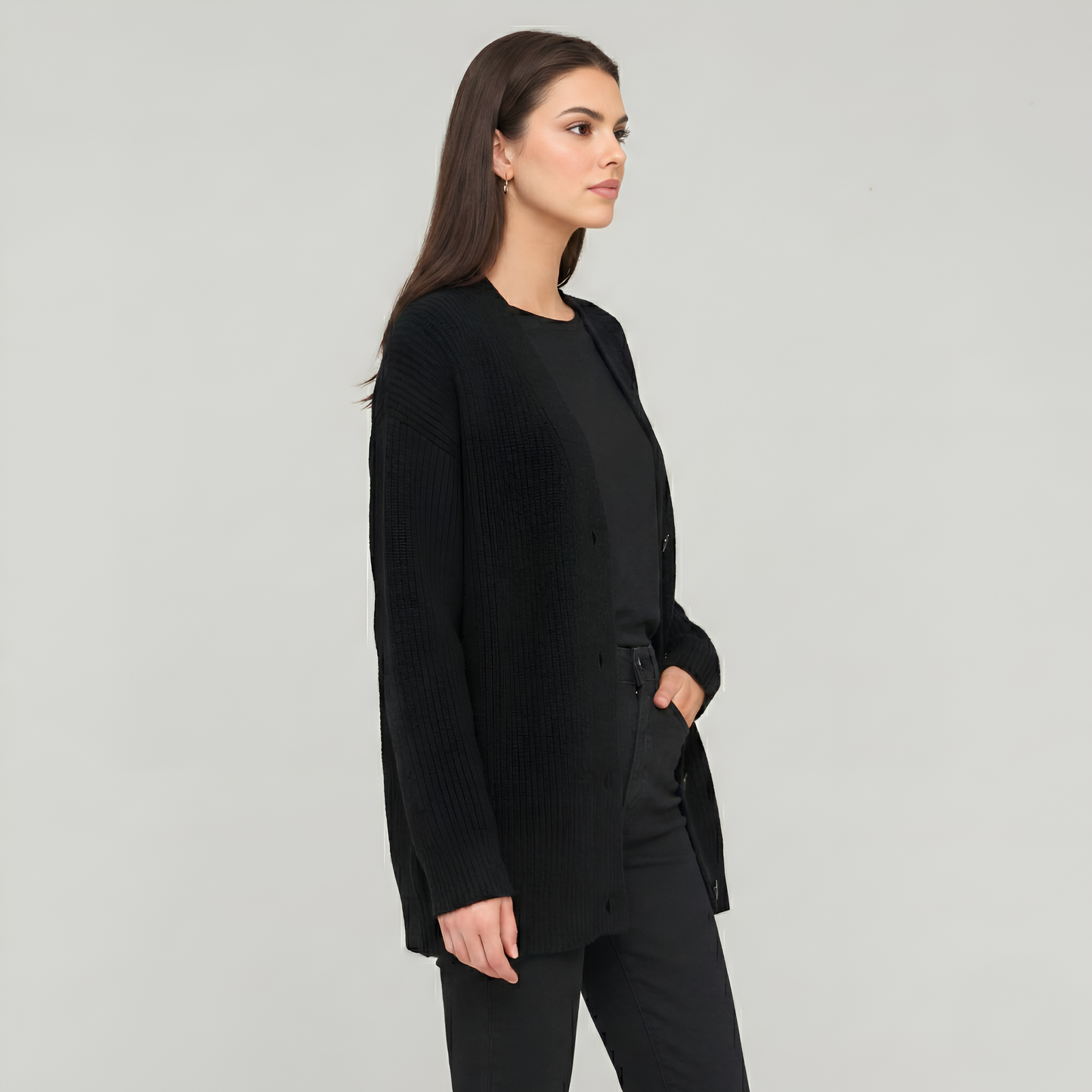 Soft Knit Cashmere Cocoon Front Button Cardigan
