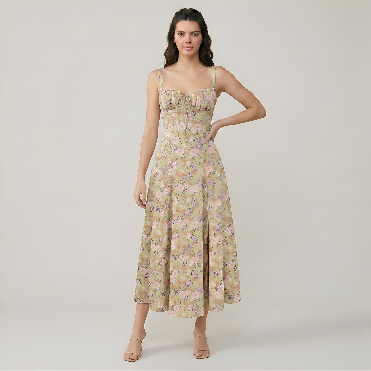 Floral Printed A Line Midi Dress For Women