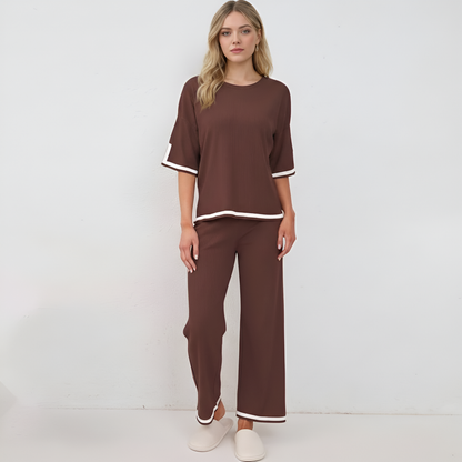 Knitted Two Piece Lounge Wear Set For Women