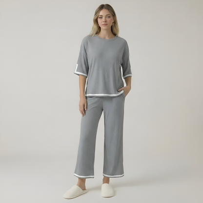 Knitted Two Piece Lounge Wear Set For Women