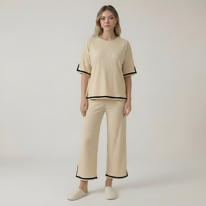 Knitted Two Piece Lounge Wear Set For Women