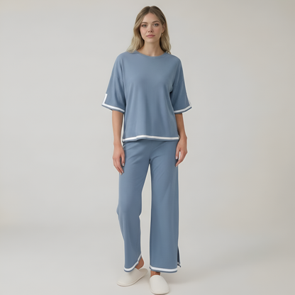 Knitted Two Piece Lounge Wear Set For Women