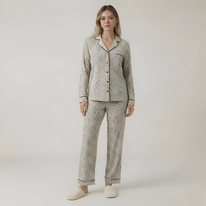 Long Sleeve Front Button Pajama Set For Women