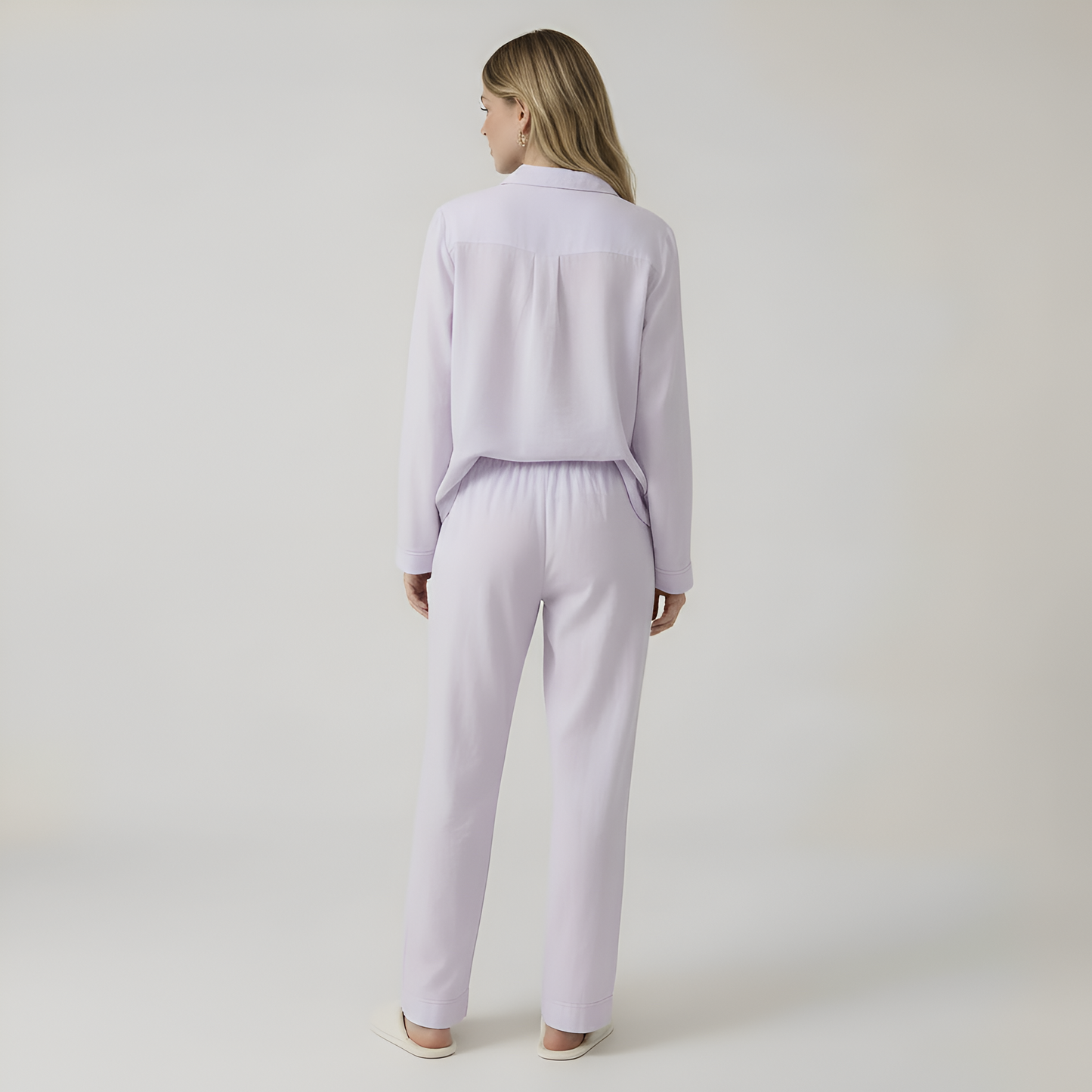 Long Sleeve Front Button Pajama Set For Women