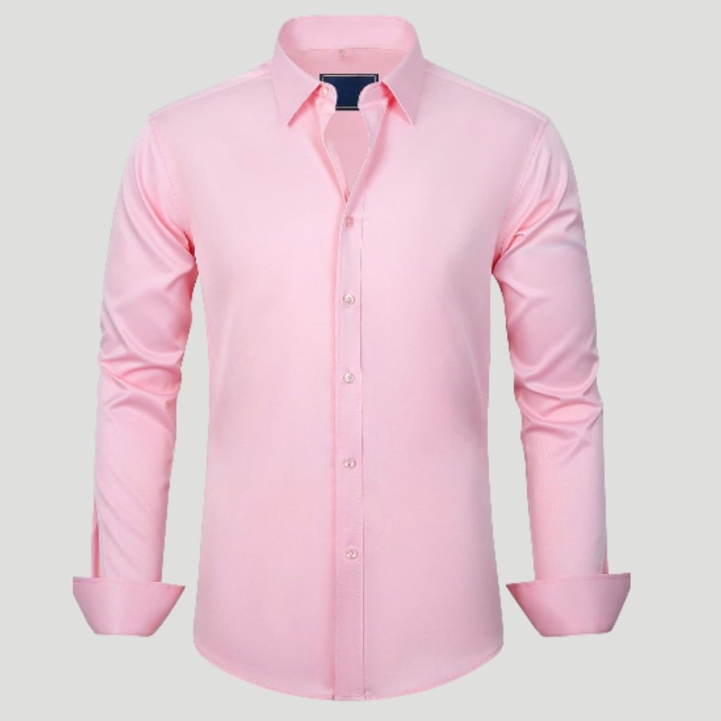 Men Dress Shirt Solid Long Sleeve Wrinkle | SLIMG:7143649996469979122