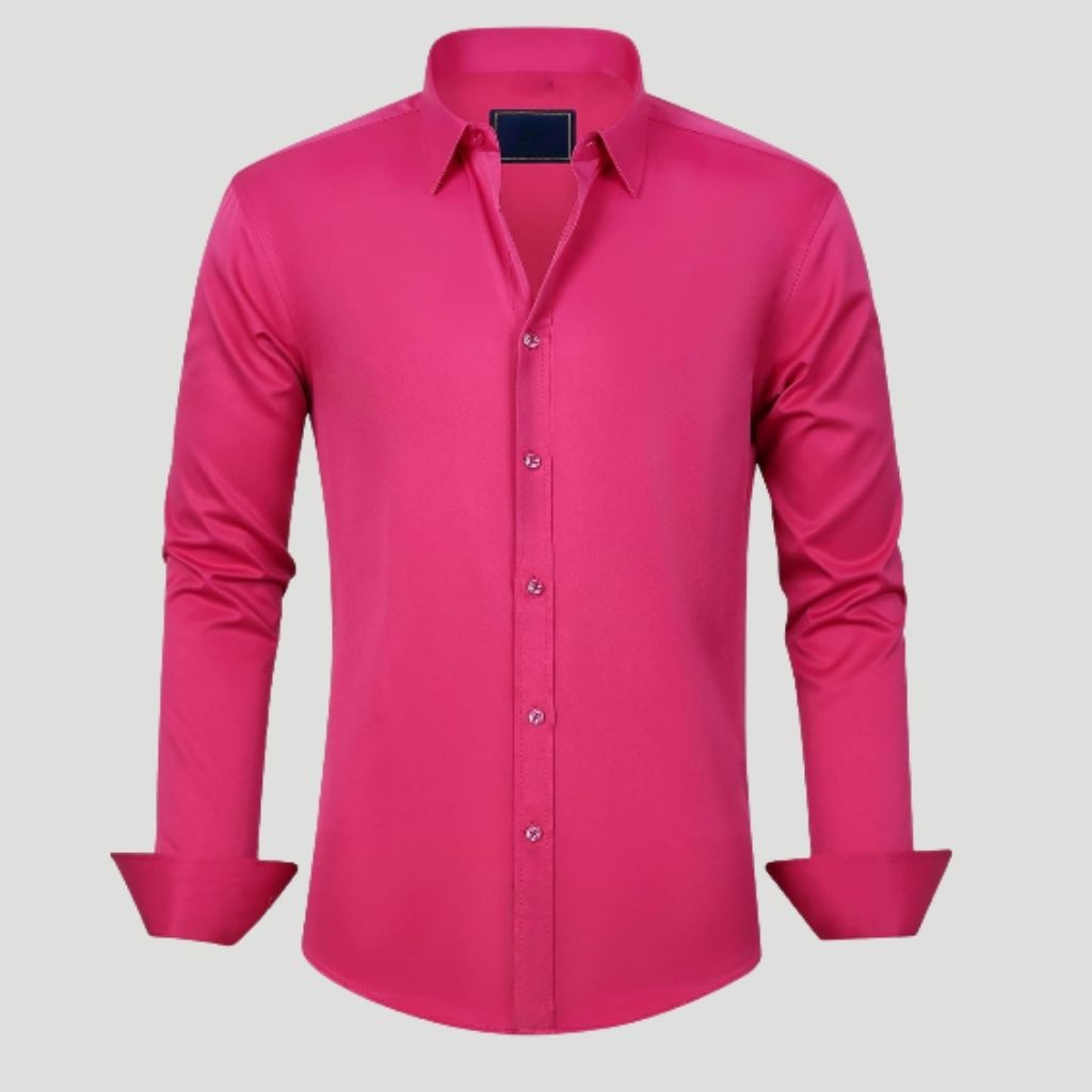 Men Dress Shirt Solid Long Sleeve Wrinkle | SLIMG:7143649996469979111