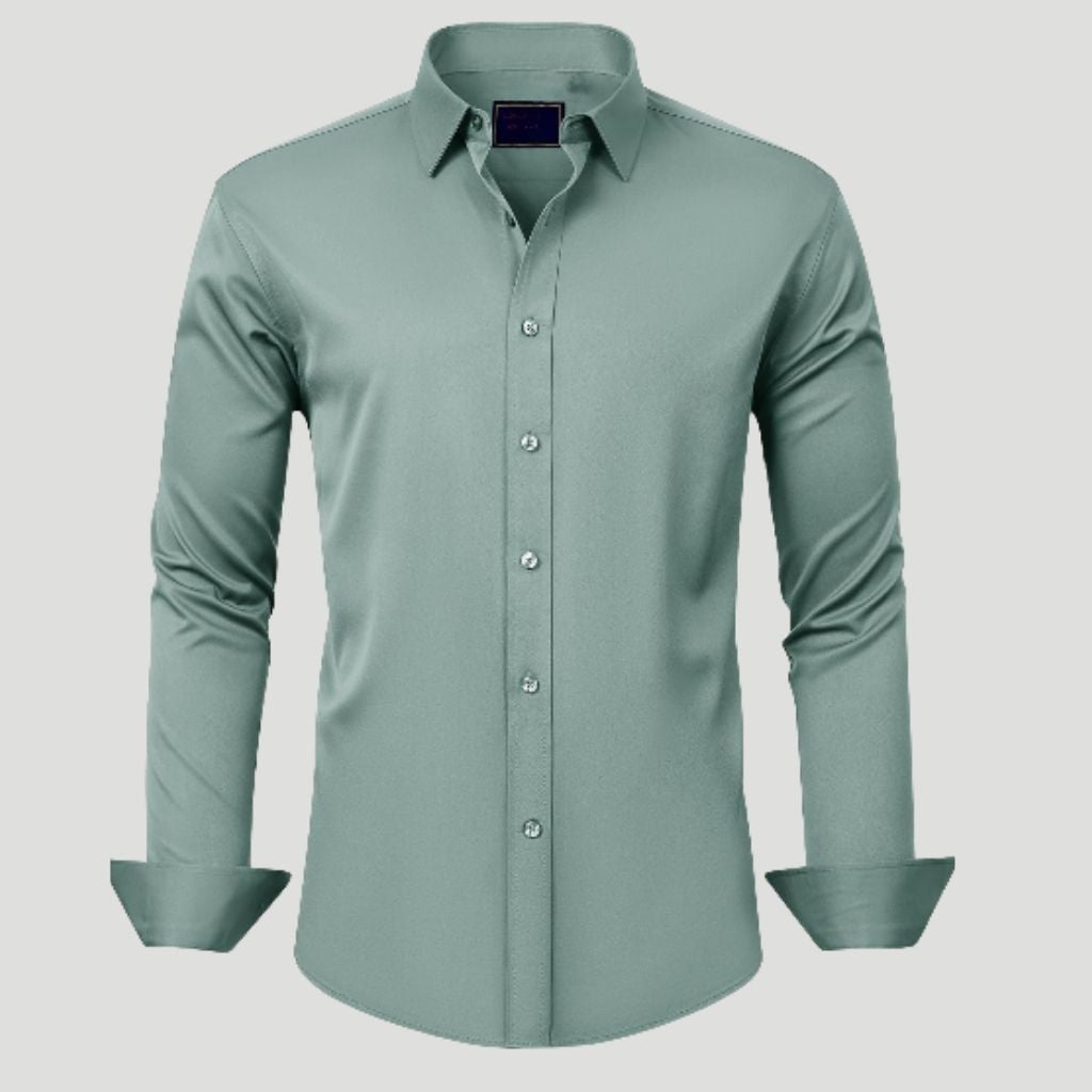 Men Dress Shirt Solid Long Sleeve Wrinkle | SLIMG:7143649996469979113