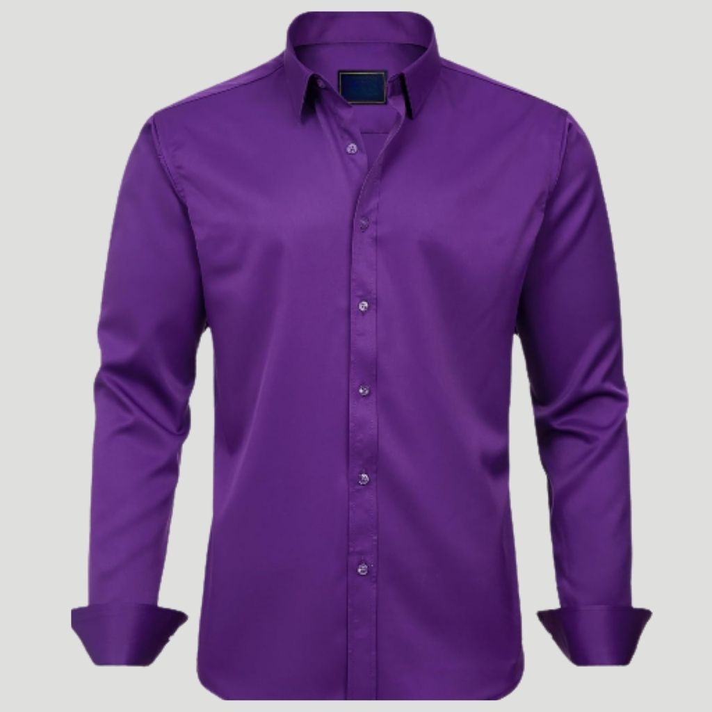 Men Dress Shirt Solid Long Sleeve Wrinkle | SLIMG:7143649996469979108