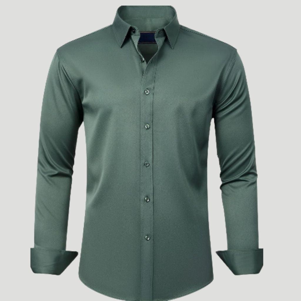 Men Dress Shirt Solid Long Sleeve Wrinkle | SLIMG:7143649996469979117