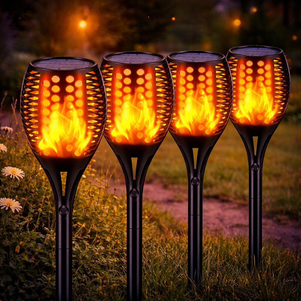 Solar Flame Torch Pathway Lights