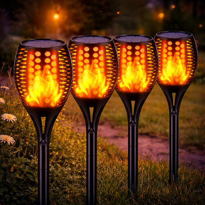 Solar Flame Torch Pathway Lights