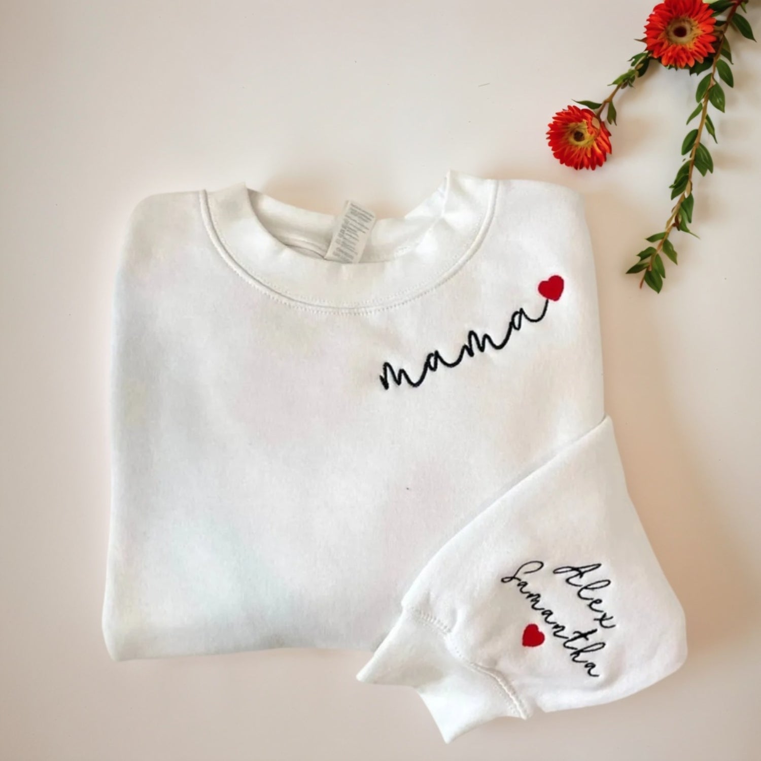Personalized Mama Sweatshirt Featuring Names On Sleeve | SLIMG:7095772950884785739