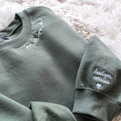 Personalized Mama Sweatshirt Featuring Names On Sleeve | SLIMG:7095772941858655949