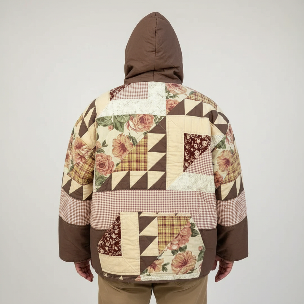 Quilted Patchwork Hoodie Comfort Everyday Casual Wear | SLIMG:7221084084826542681
