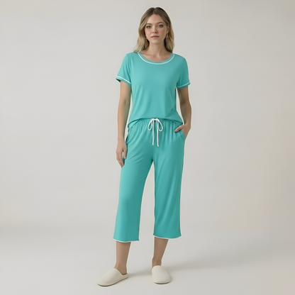 Short Sleeve Top With Capri Pajamas