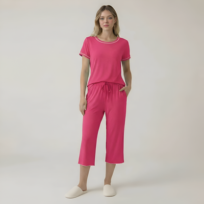 Short Sleeve Top With Capri Pajamas