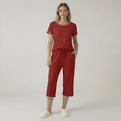 Short Sleeve Top With Capri Pajamas