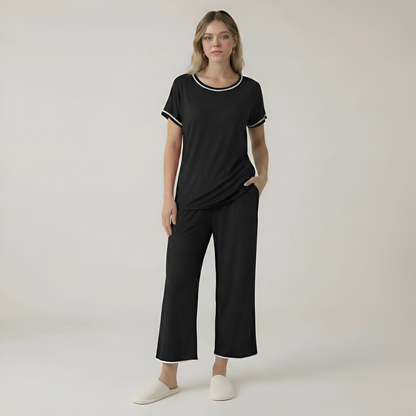 Short Sleeve Top With Capri Pajamas
