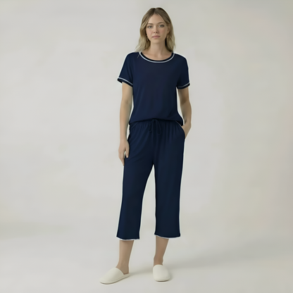 Short Sleeve Top With Capri Pajamas