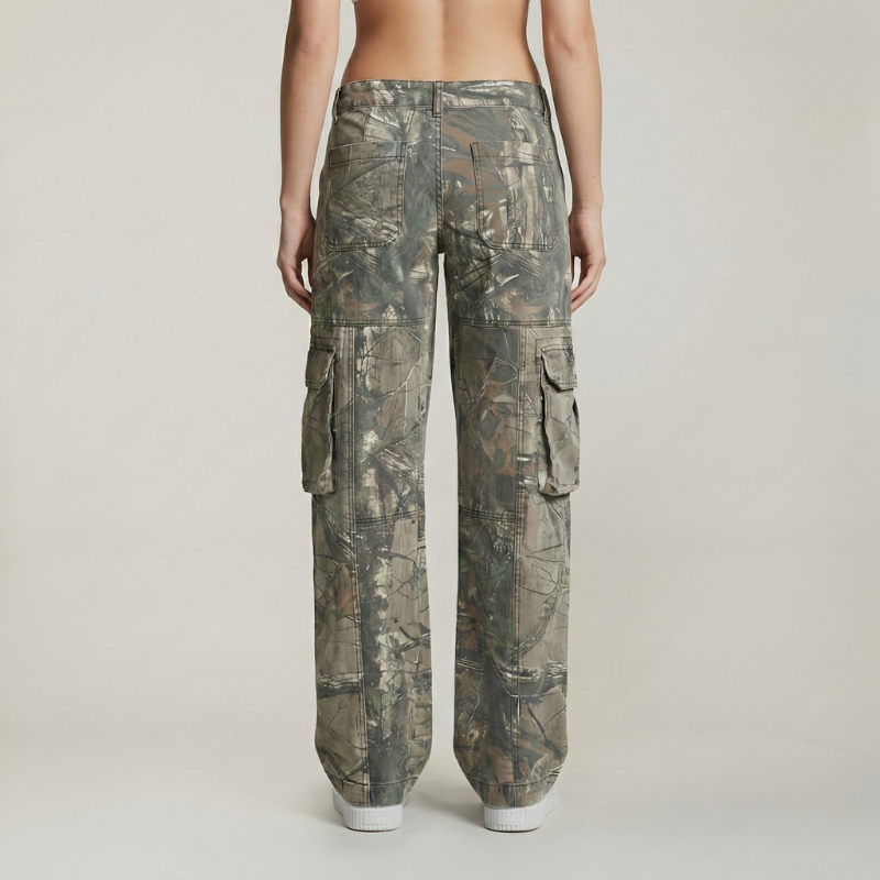 Low Rise Camouflage Multi Pocket Cargo Pants