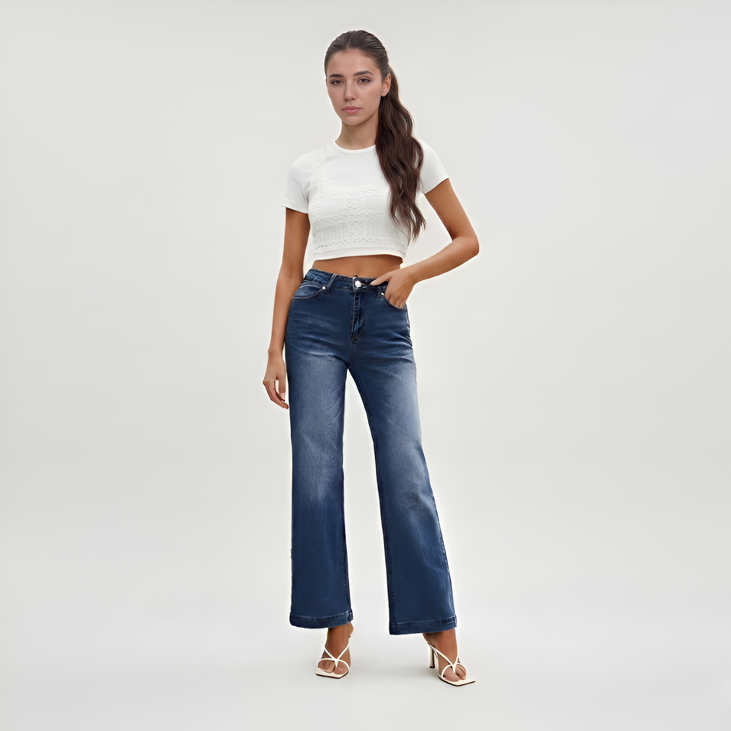 Vintage Inspired Flare Denim Jeans