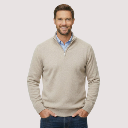 Classic Quarter Zip Knit Pullover Sweater