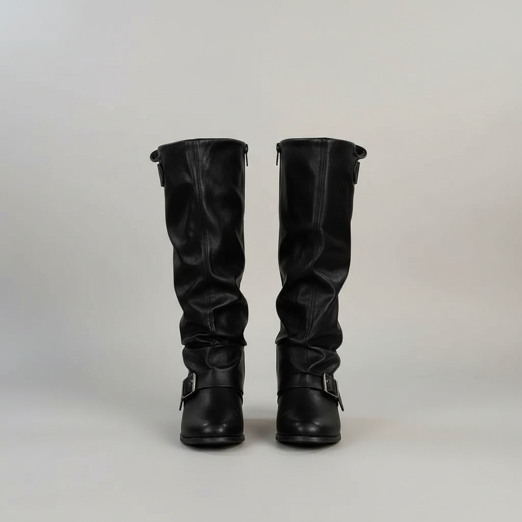 Chic Leather Buckle Fashion Boots