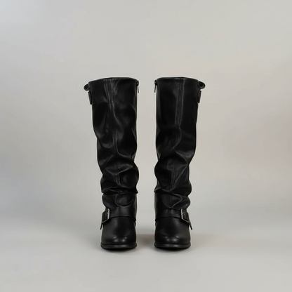 Chic Leather Buckle Fashion Boots