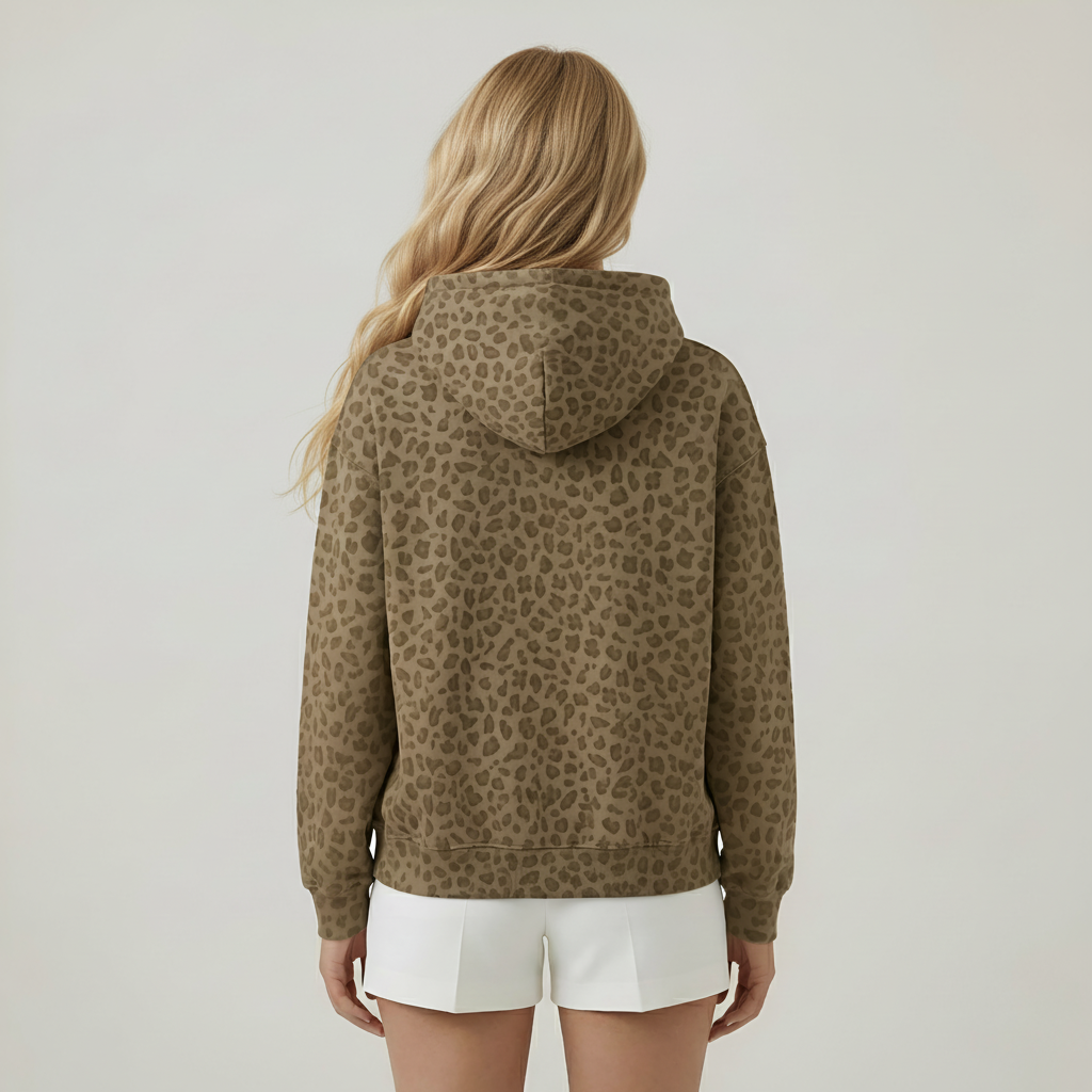Leopard Printed Pullover Hoodie