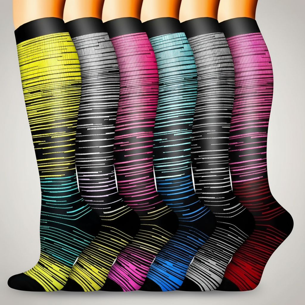 6 Pairs Of Christmas Themed Compression Circulation Socks