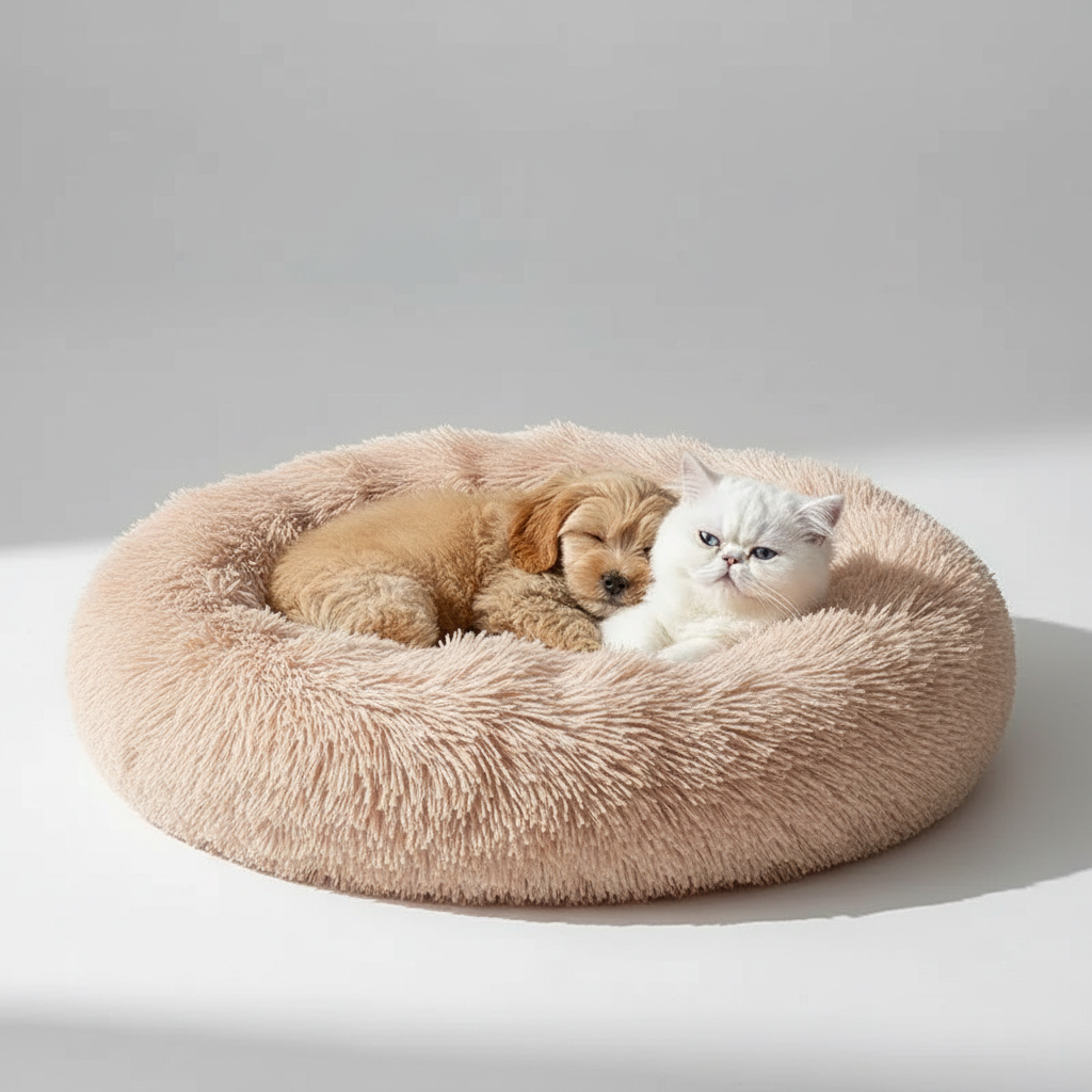 Donut Shaped Plush Pet Bed For Cats And Dogs